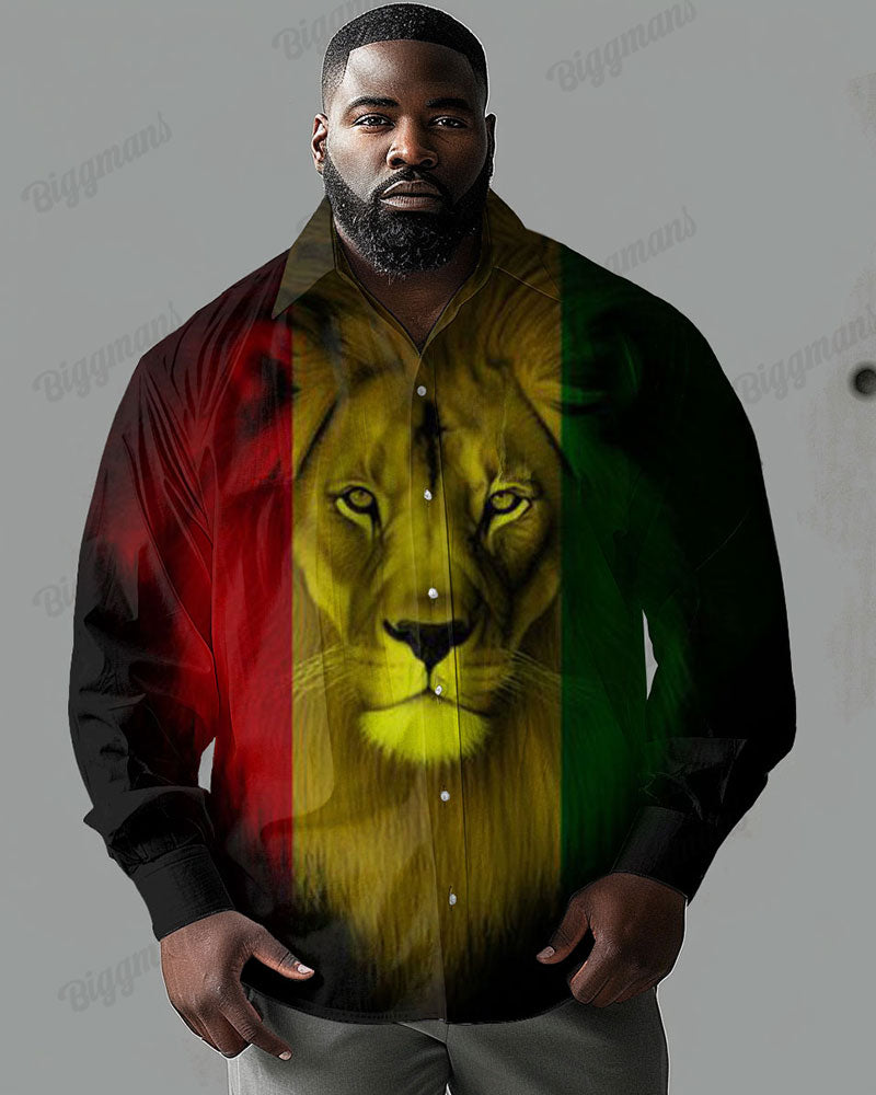 Big & Tall Colorblock Graphic Shirt Pants Set for big men