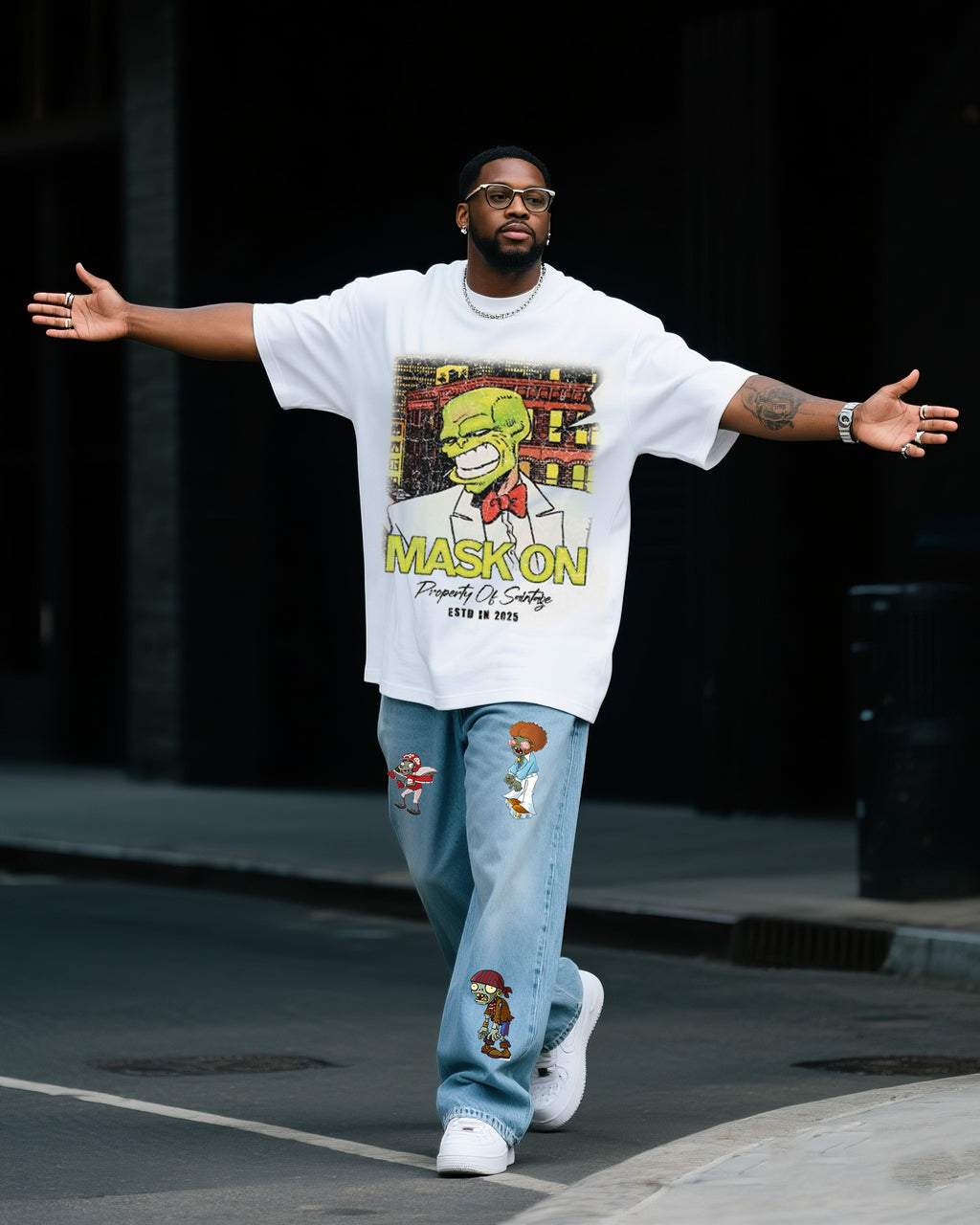 Big & Tall Denim T-Shirt Pants Set for big men view 1