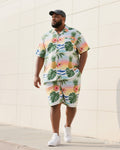 Big & Tall Hawaiian Tropical T-Shirt Shorts Set for big men view 1