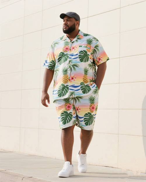 Big & Tall Hawaiian Tropical T-Shirt Shorts Set for big men view 1