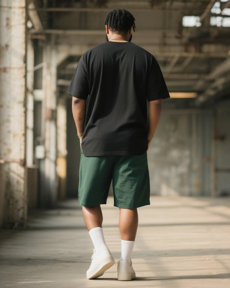 Big & Tall Graphic Streetwear T-Shirt Shorts Set for big men view 4