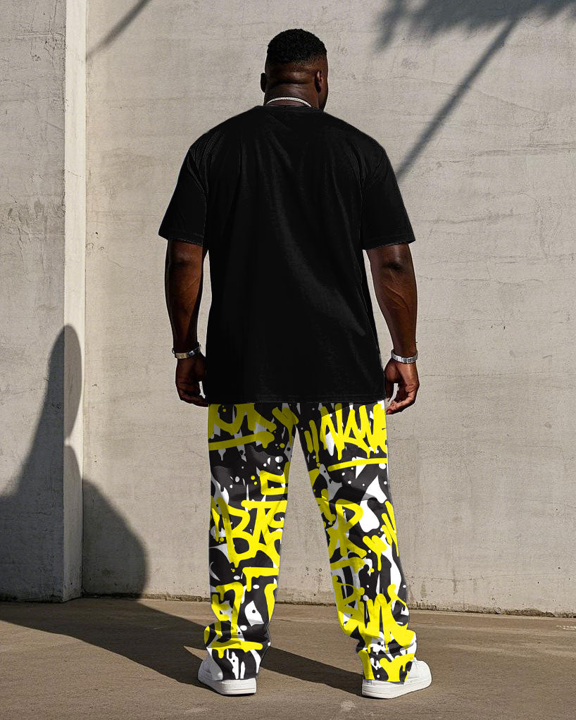 Big & Tall Graphic Graffiti T-Shirt Pants Set for big men view 4