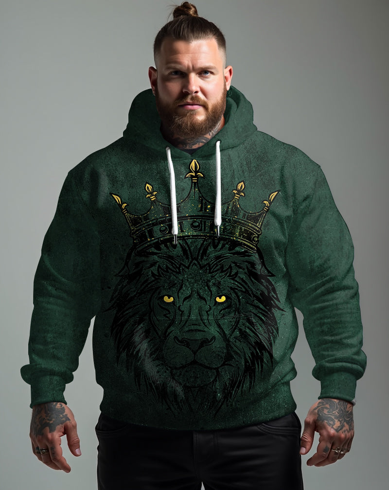 Big & Tall Green Streetwear Hoodie Sweatpants Set for big men view 2