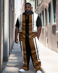 Big & Tall Colorblock Striped Polo Pants Set for big men view 1