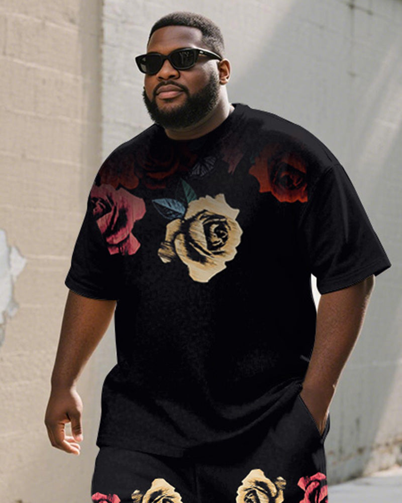 Big & Tall Graphic Graffiti T-Shirt Shorts Set for big men view 2