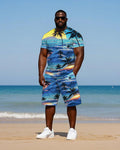 Big & Tall Hawaiian T-Shirt Shorts Set for big men view 1