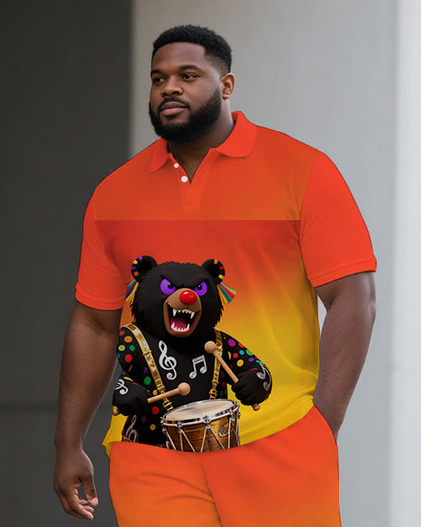 Big & Tall Gradient Polo Shorts Set for big men view 2