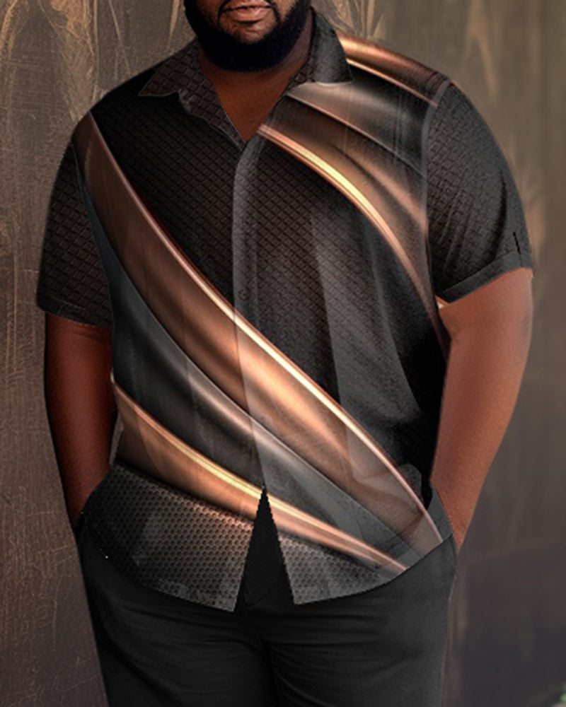 Big & Tall Black Gradient Graphic Shirt Pants Set for big men view 2