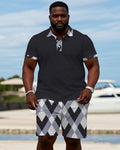 Big & Tall Blue Hawaiian Colorblock Jeans for big men view 1