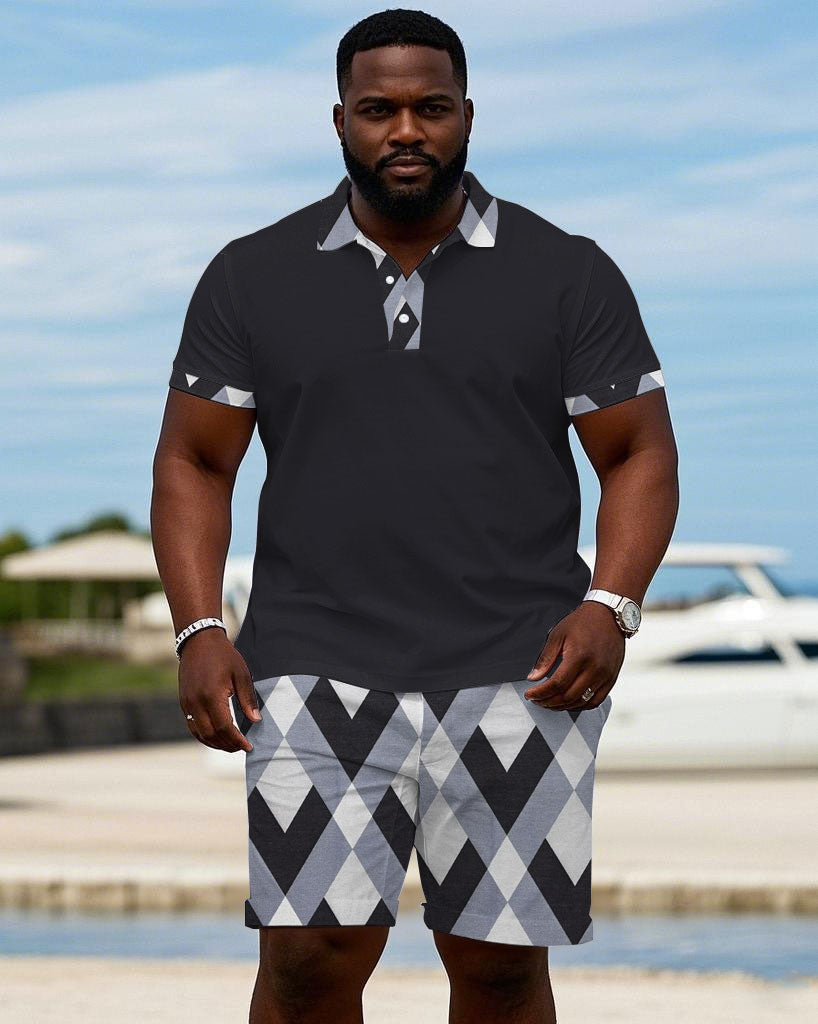 Big & Tall Blue Hawaiian Colorblock Jeans for big men view 1