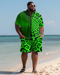 Big & Tall Graphic Polo Shorts Set for big men view 1