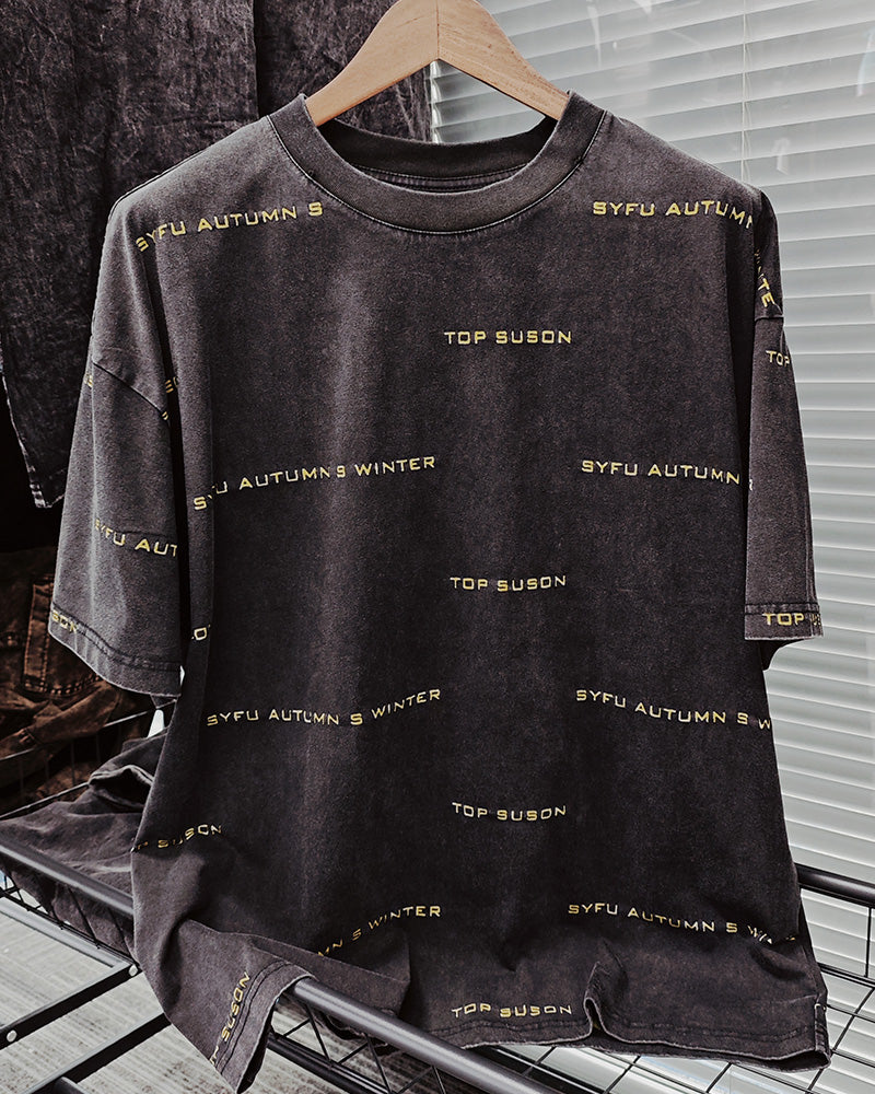 Big & Tall Black Yellow Graphic T-Shirt for big men view 2