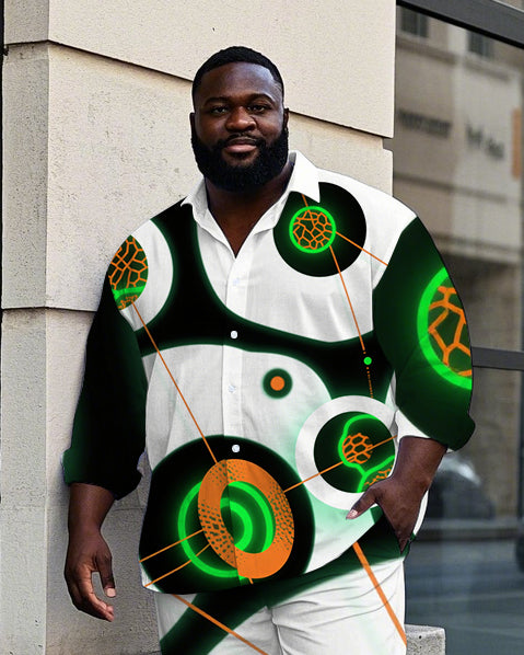 Big & Tall Geometric Streetwear T-Shirt Pants Set for big men view 2