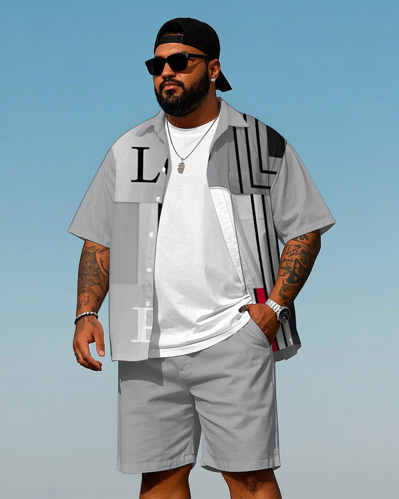 Big & Tall Graphic Streetwear T-Shirt Shorts Set for big men view 1