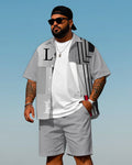 Big & Tall Graphic Streetwear T-Shirt Shorts Set for big men view 1