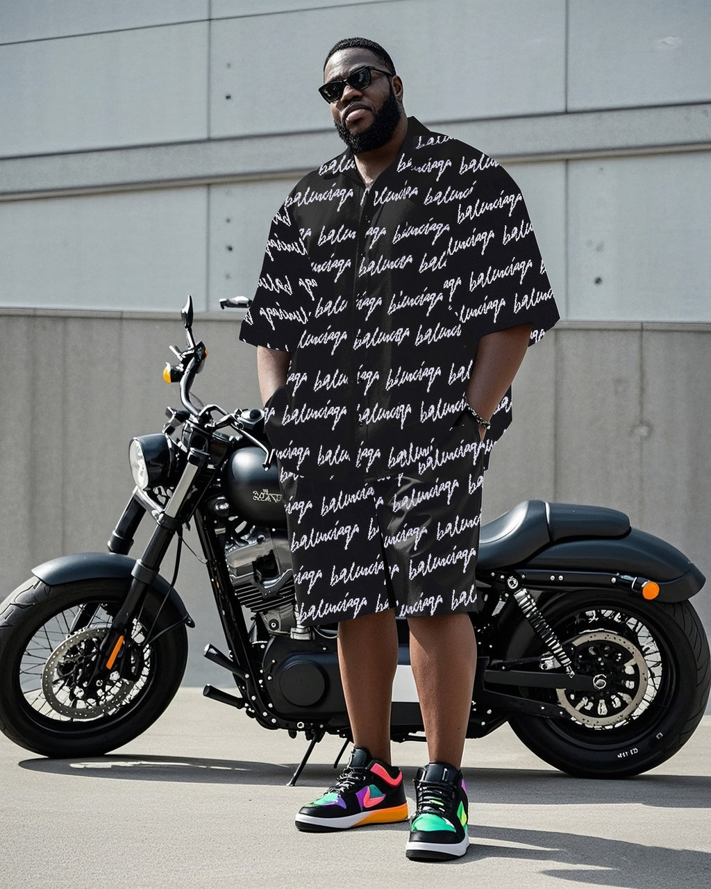 Big & Tall Colorblock T-Shirt Shorts Set for big men view 1