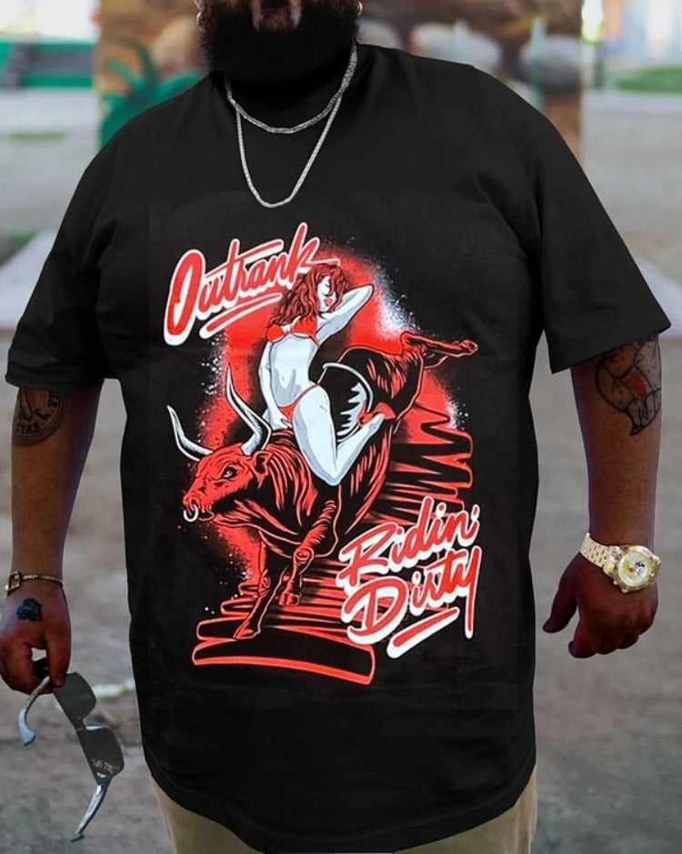 Big & Tall Black Graphic Streetwear T-Shirt for big men view 1