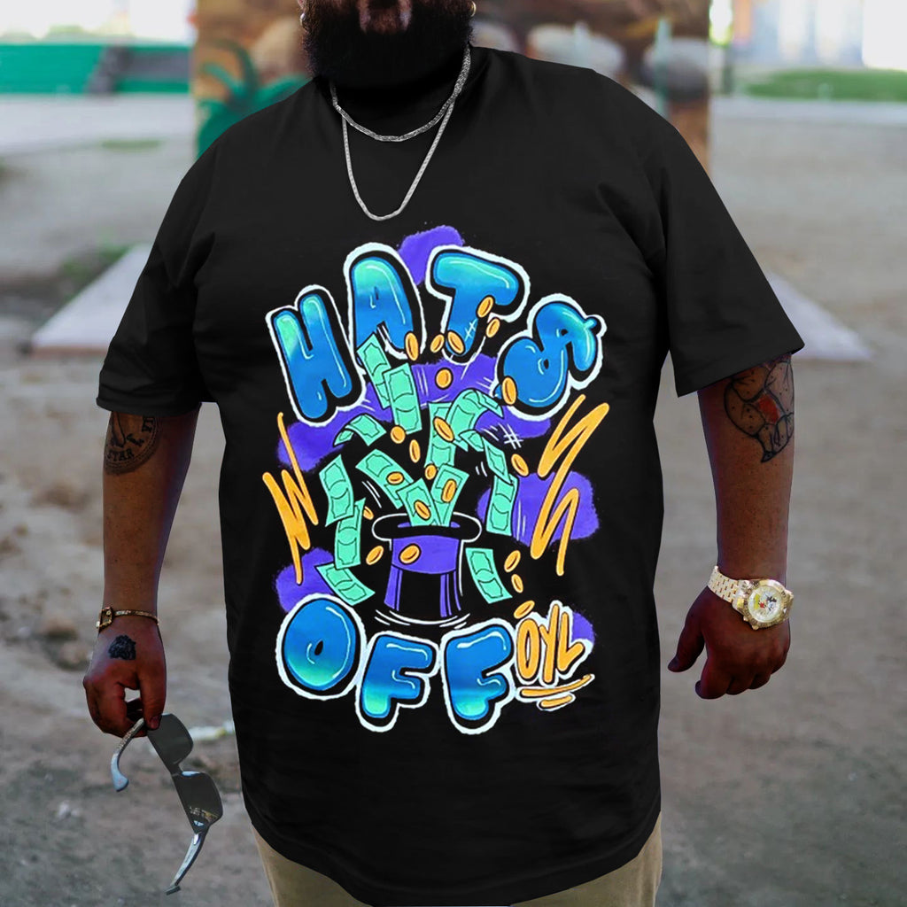 Big & Tall Black Graphic Graffiti T-Shirt for big men view 3