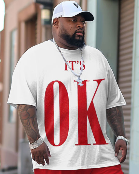 Big & Tall Graphic Streetwear T-Shirt Pants Set for big men view 2