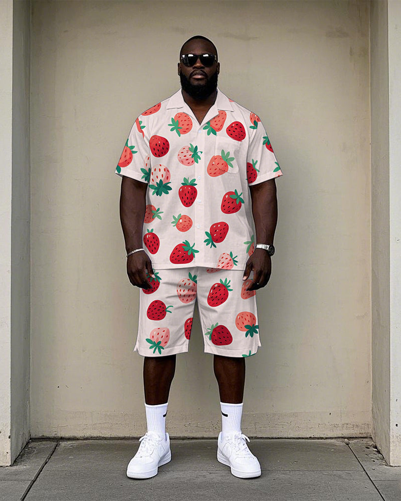 Big & Tall Hawaiian T-Shirt Shorts Set for big men view 1