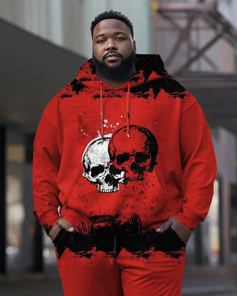 Big & Tall Skull Hoodie Sweatpants Set for big men view 2