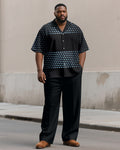 Big & Tall Black Graphic T-Shirt Pants Set for big men view 1
