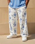 Big & Tall White Blue Streetwear Pants for big men