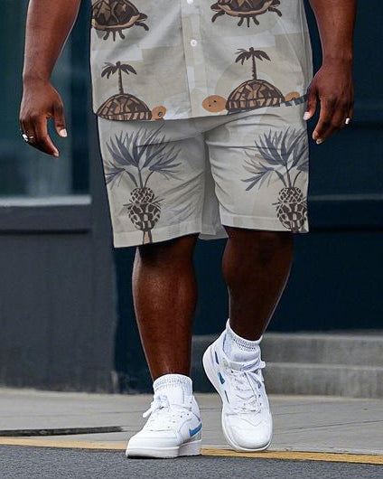 Big & Tall Hawaiian T-Shirt Shorts Set for big men view 3