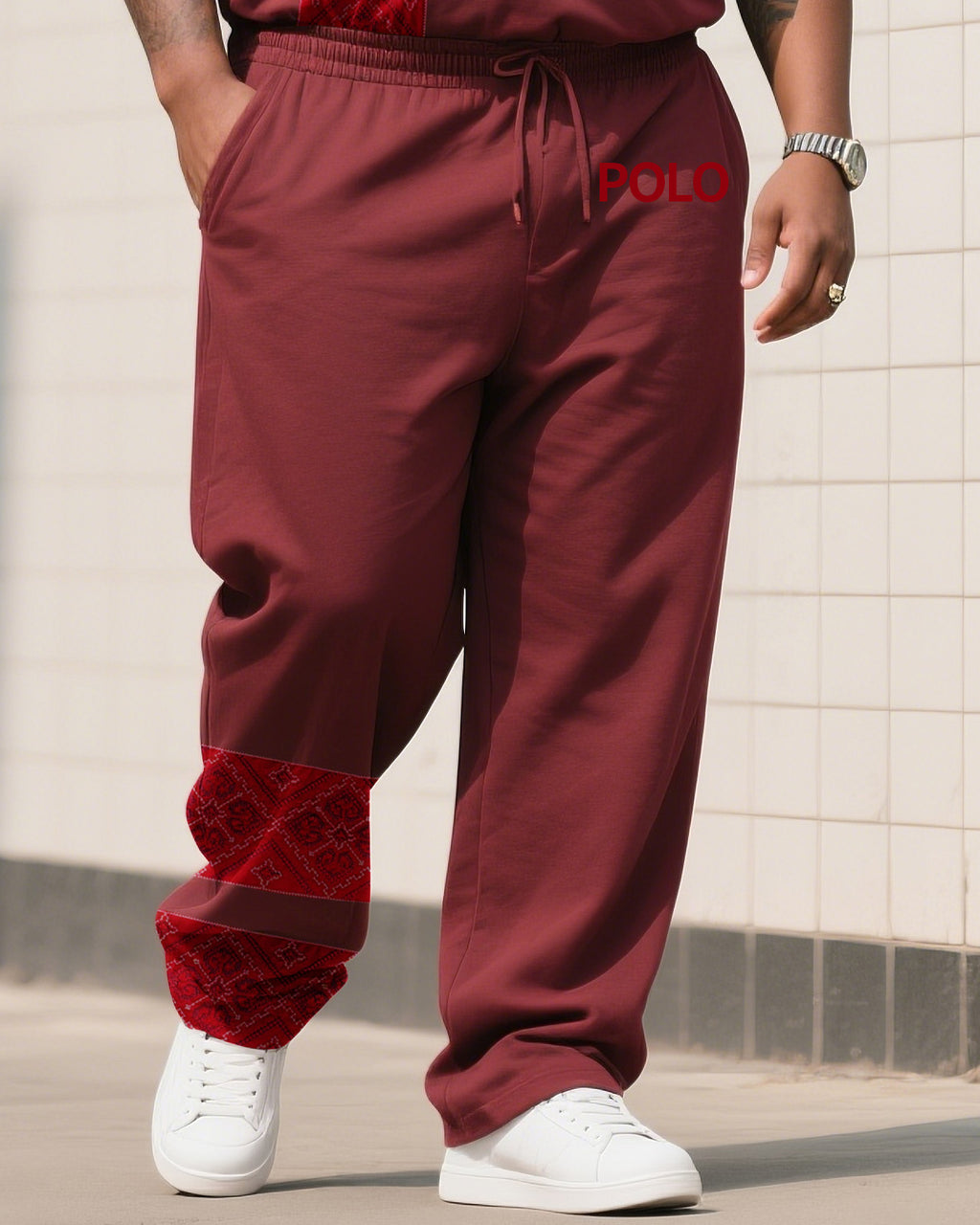 Big & Tall Patchwork Two-piece Set for big men view 3