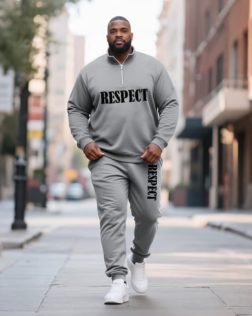 Big & Tall Solid Color Two-piece Set for big men view 2