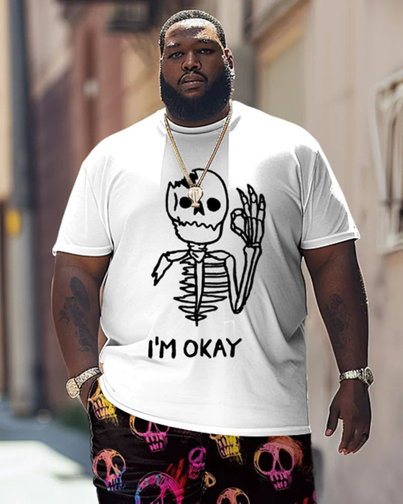 Big & Tall Graphic Skull Two-piece Set for big men view 2