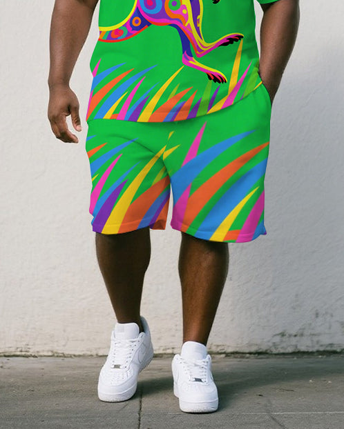 Big & Tall Streetwear Polo Shorts Set for big men view 3
