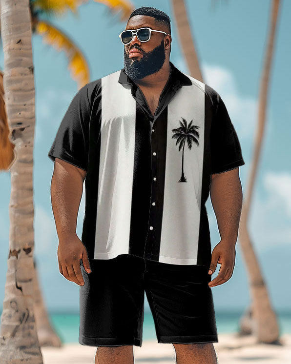 Big & Tall Hawaiian Graphic T-Shirt Shorts Set for big men view 2