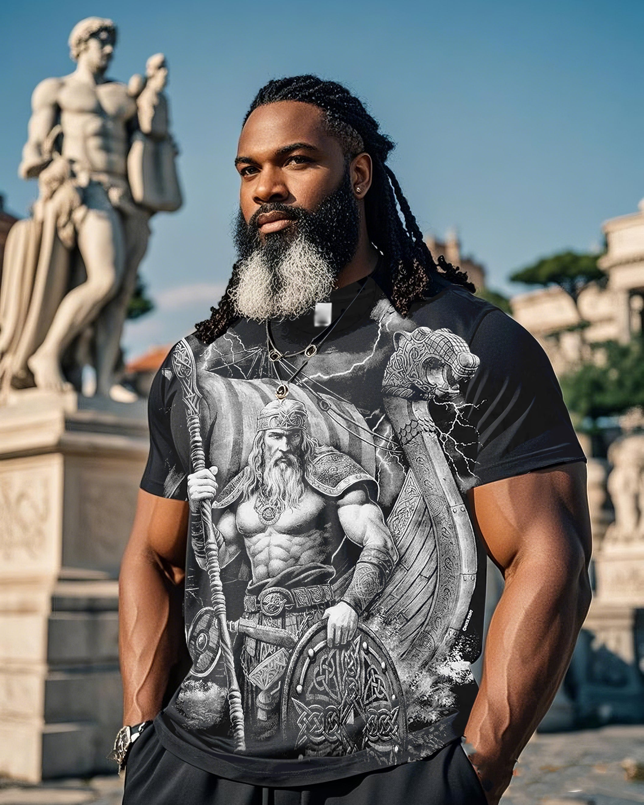 Big & Tall Black Streetwear T-Shirt for big men view 1