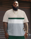 Big & Tall Colorblock Streetwear T-Shirt Shorts Set for big men view 3
