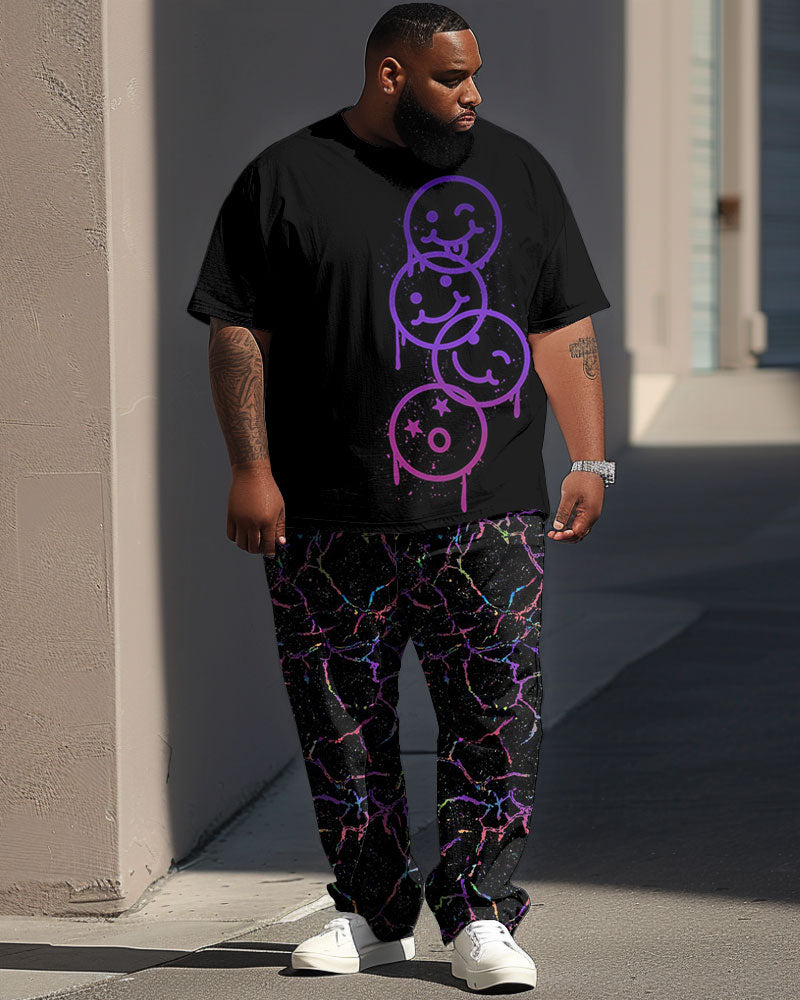 Big & Tall Graphic Splash Ink T-Shirt Pants Set for big men view 1