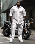 Big & Tall Solid Color Shirt Pants Set for big men view 1