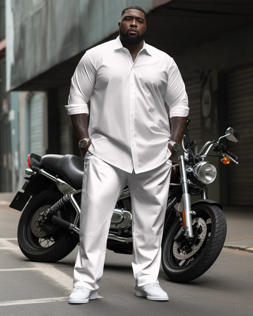 Big & Tall Solid Color Shirt Pants Set for big men view 1