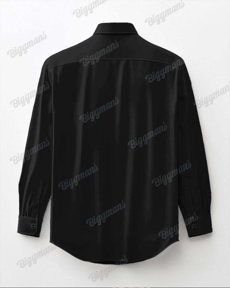 Big & Tall Black Business Casual Long Sleeve Shirt for big men view 3
