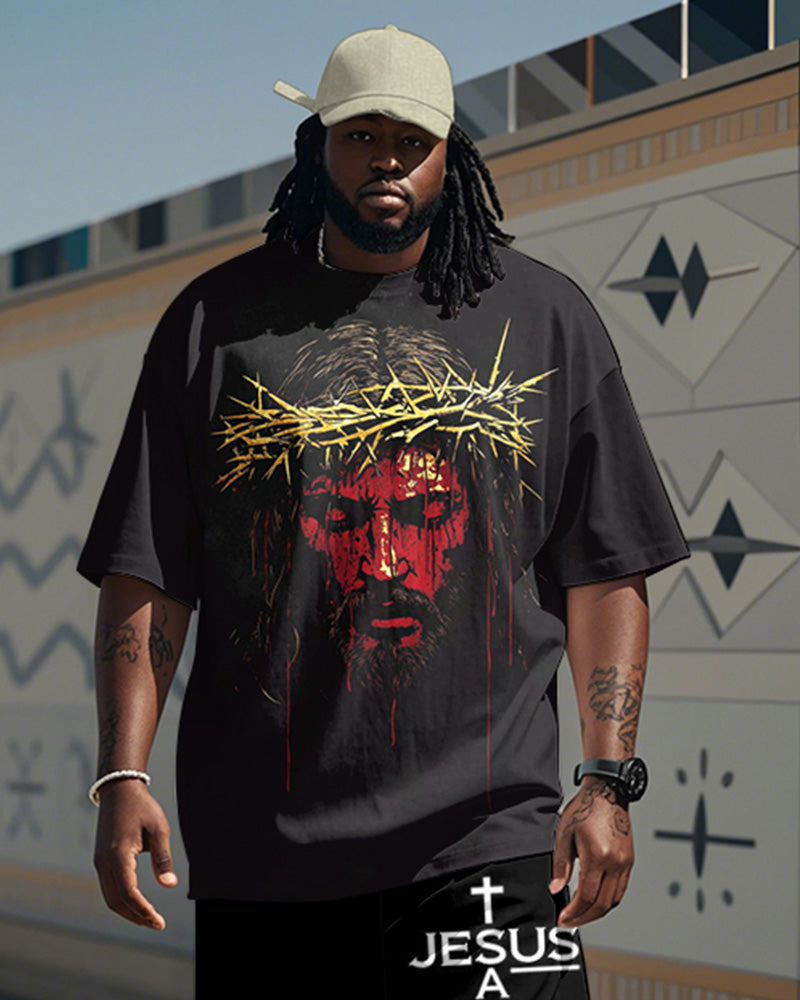 Big & Tall Graphic Graffiti T-Shirt Pants Set for big men view 2