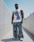Big & Tall Graphic Graffiti Vest Pants Set for big men view 1