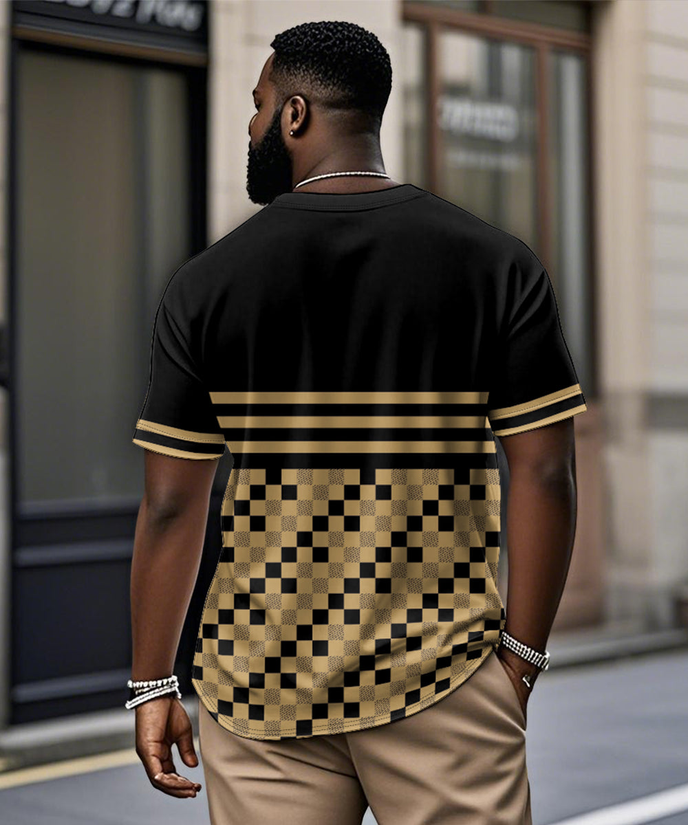 Big & Tall Black Plaid Graphic T-Shirt for big men view 2