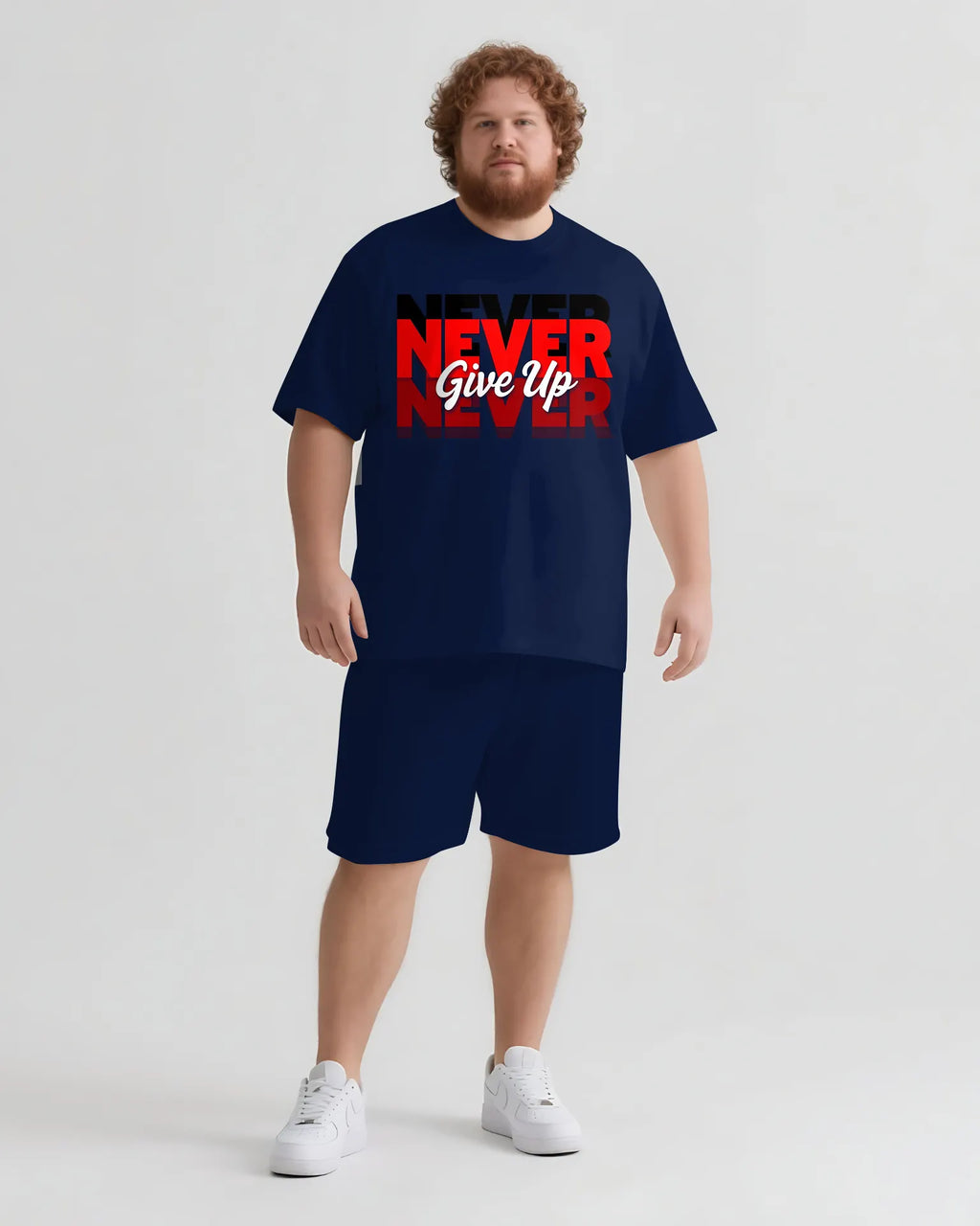 Big & Tall Graphic Streetwear T-Shirt Shorts Set for big men view 3