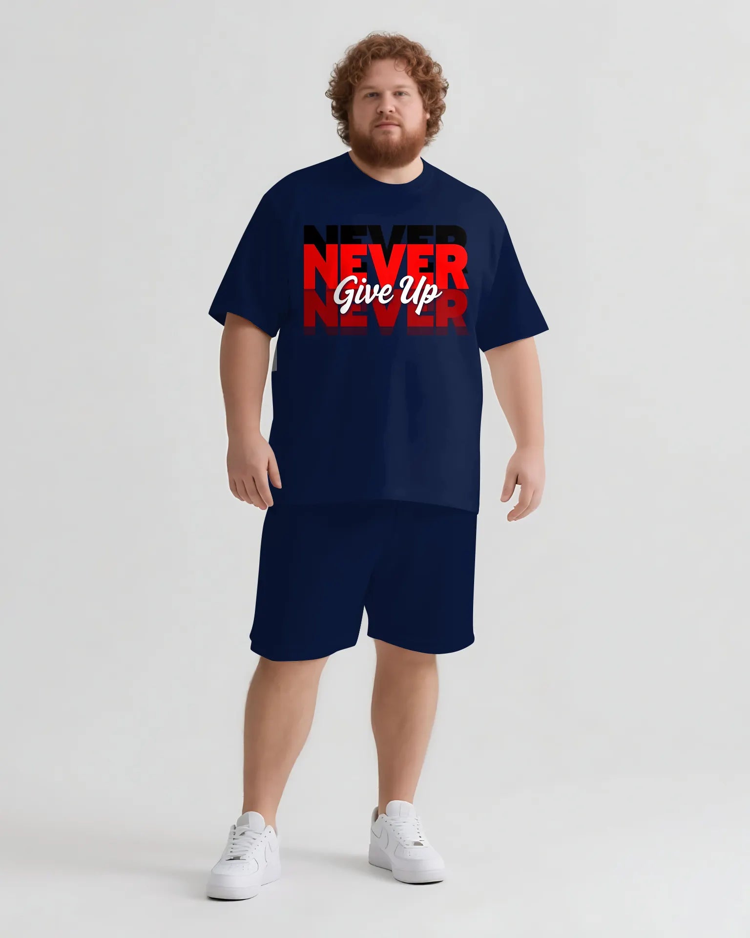 Big & Tall Graphic Streetwear T-Shirt Shorts Set for big men view 3