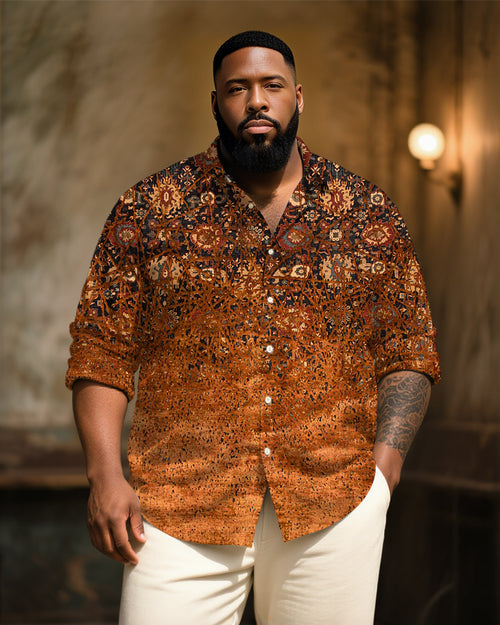 Big & Tall Graphic Patchwork Long Sleeve Shirt for big men view 1
