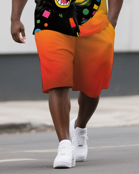 Big & Tall Streetwear Polo Shorts Set for big men view 3
