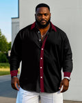 Big & Tall Geometric Patchwork Long Sleeve Shirt for big men view 1