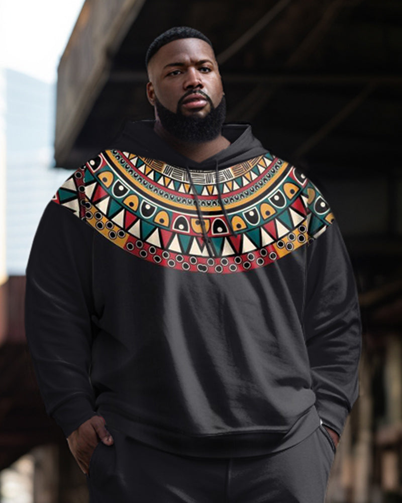 Big & Tall Colorblock Geometric Streetwear Hoodie for big men view 2