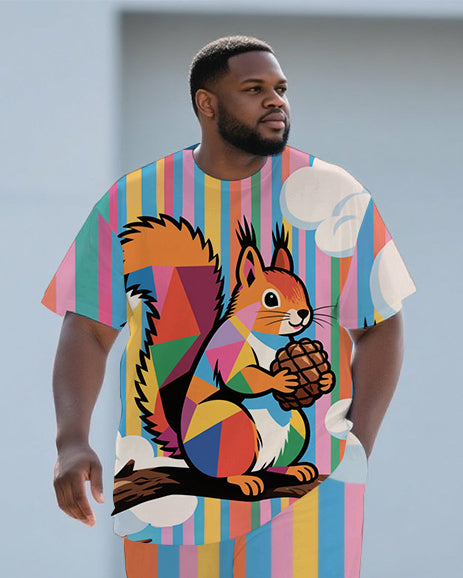 Big & Tall Striped T-Shirt Pants Set for big men view 2