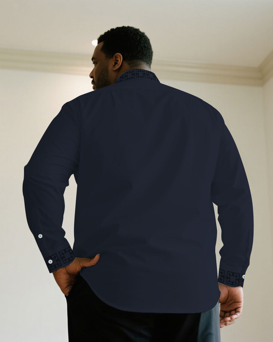 Big & Tall Black White Long Sleeve Shirt for big men view 6